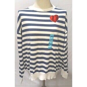 Feeling Festive Women's Striped Sweater Long Sleeve XL Blue/White NWT